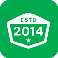 Green icon with a white badge that says ESTD 2014 and a small star below the year.